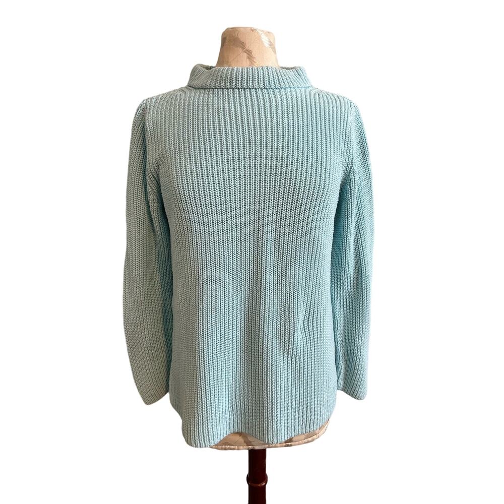 Talbots Long Sleeve Knit Aqua Sweater Petite Medium